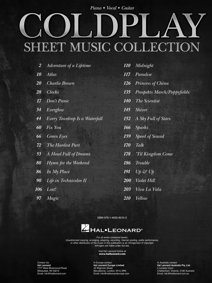 Coldplay Sheet Music Collection - PVG