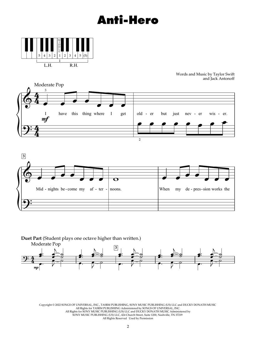 Best of Taylor Swift for Five-Finger Piano