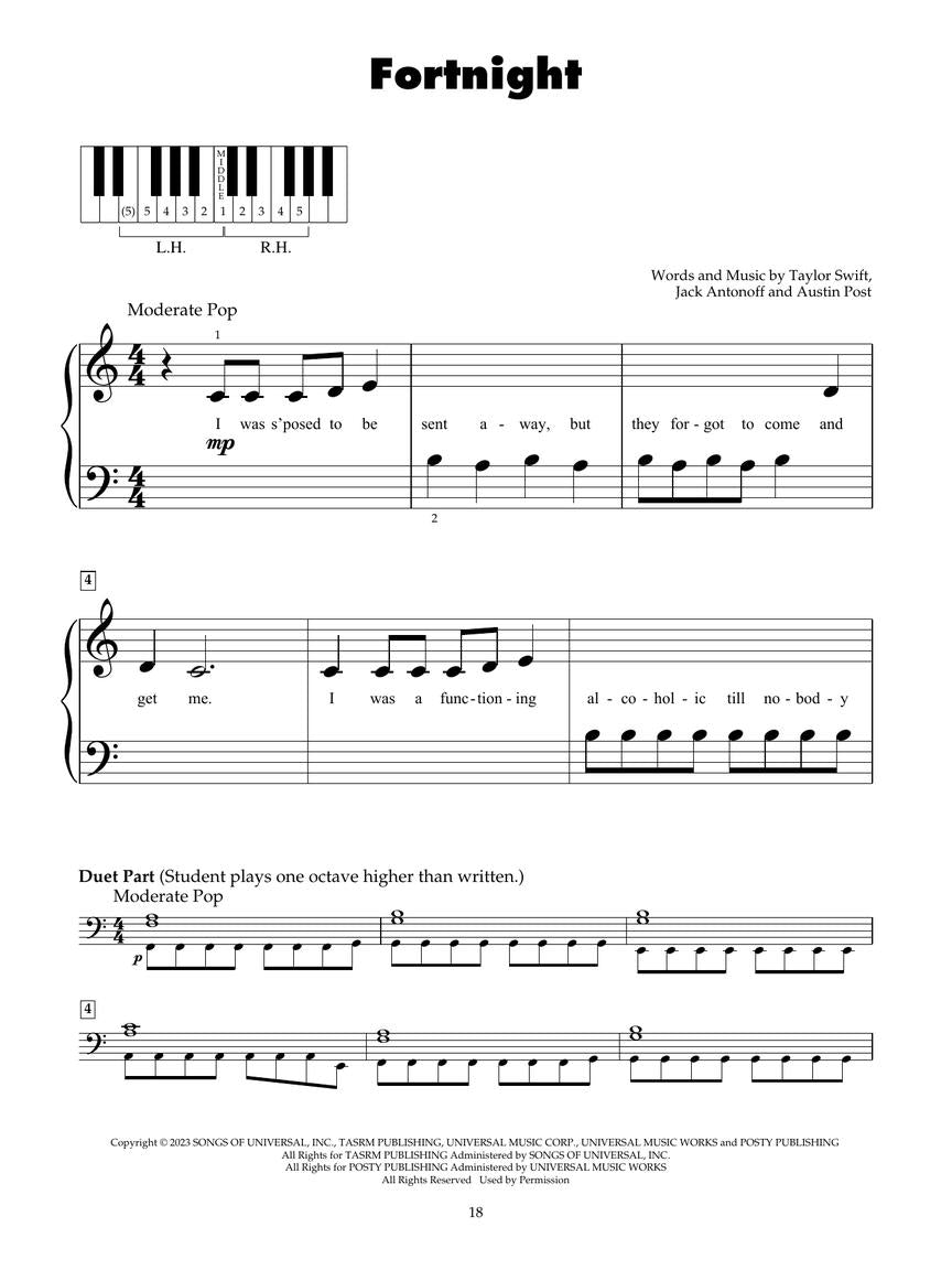 Best of Taylor Swift for Five-Finger Piano