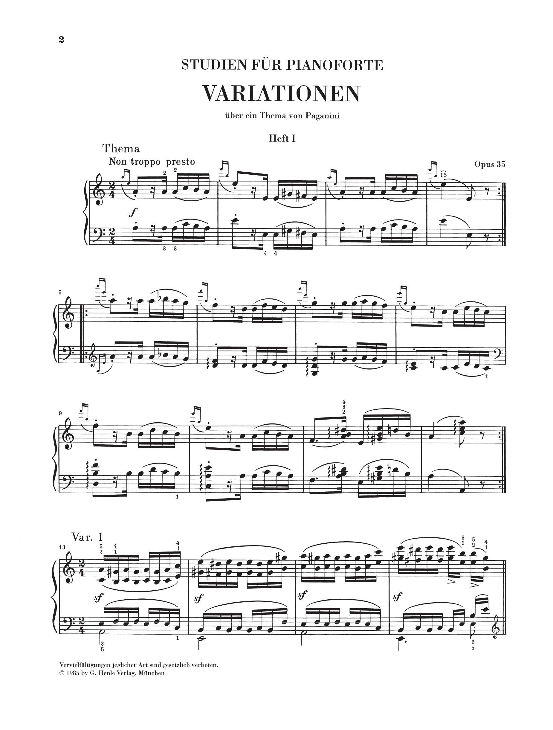 Brahms: Paganini Variations op. 35 Piano Solo