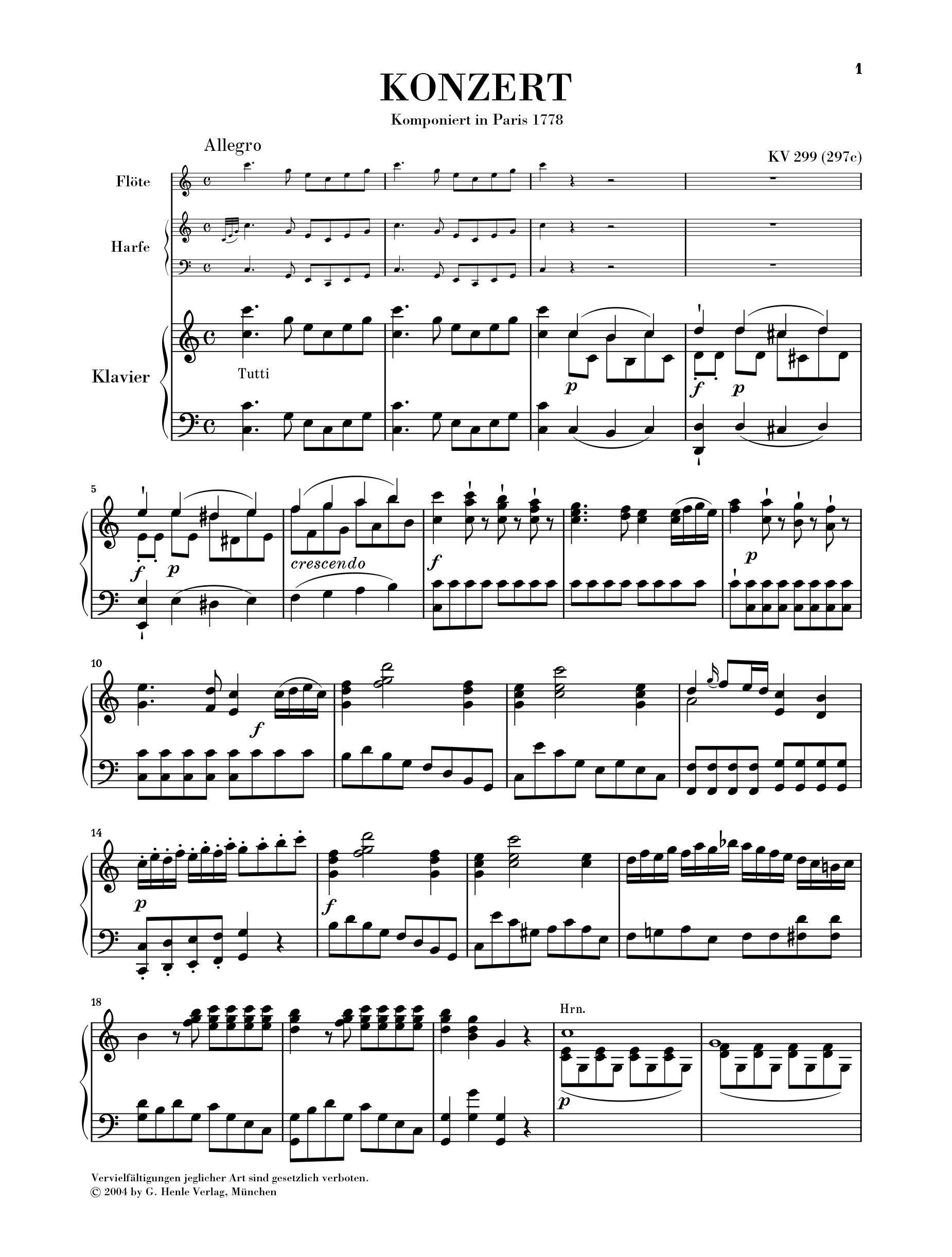 Mozart: Concerto C major K. 299 (297c) for Flute & Piano