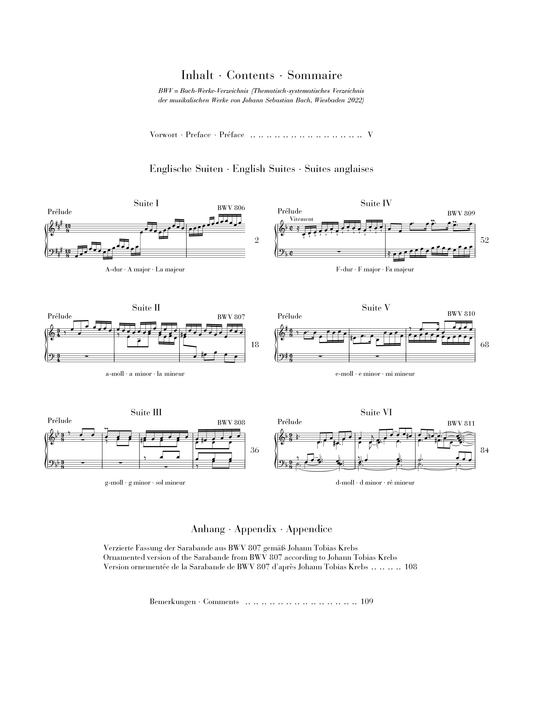 Bach: English Suites 1-3 BWV 806-811 (Without Fingering)