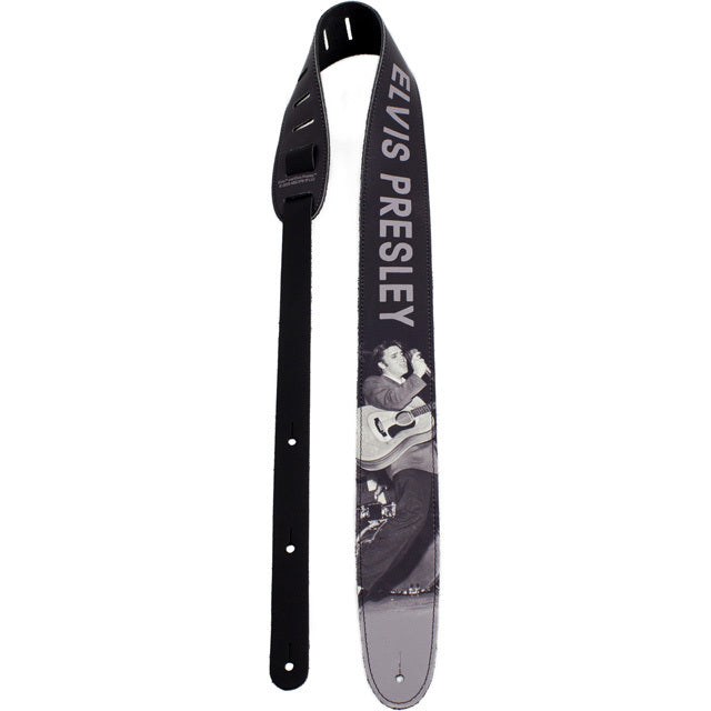 Perris 2.5" Leather "Elvis" Hi-Res Print on Black Licensed Guitar Strap