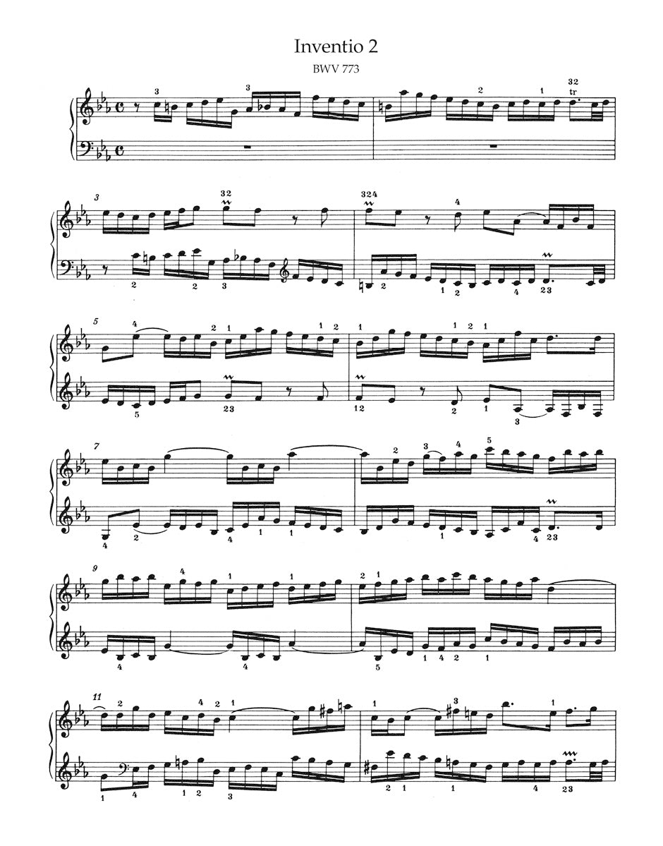 Bach: Inventions & Sinfonias BWV 772-801 for Piano Solo with Fingerings