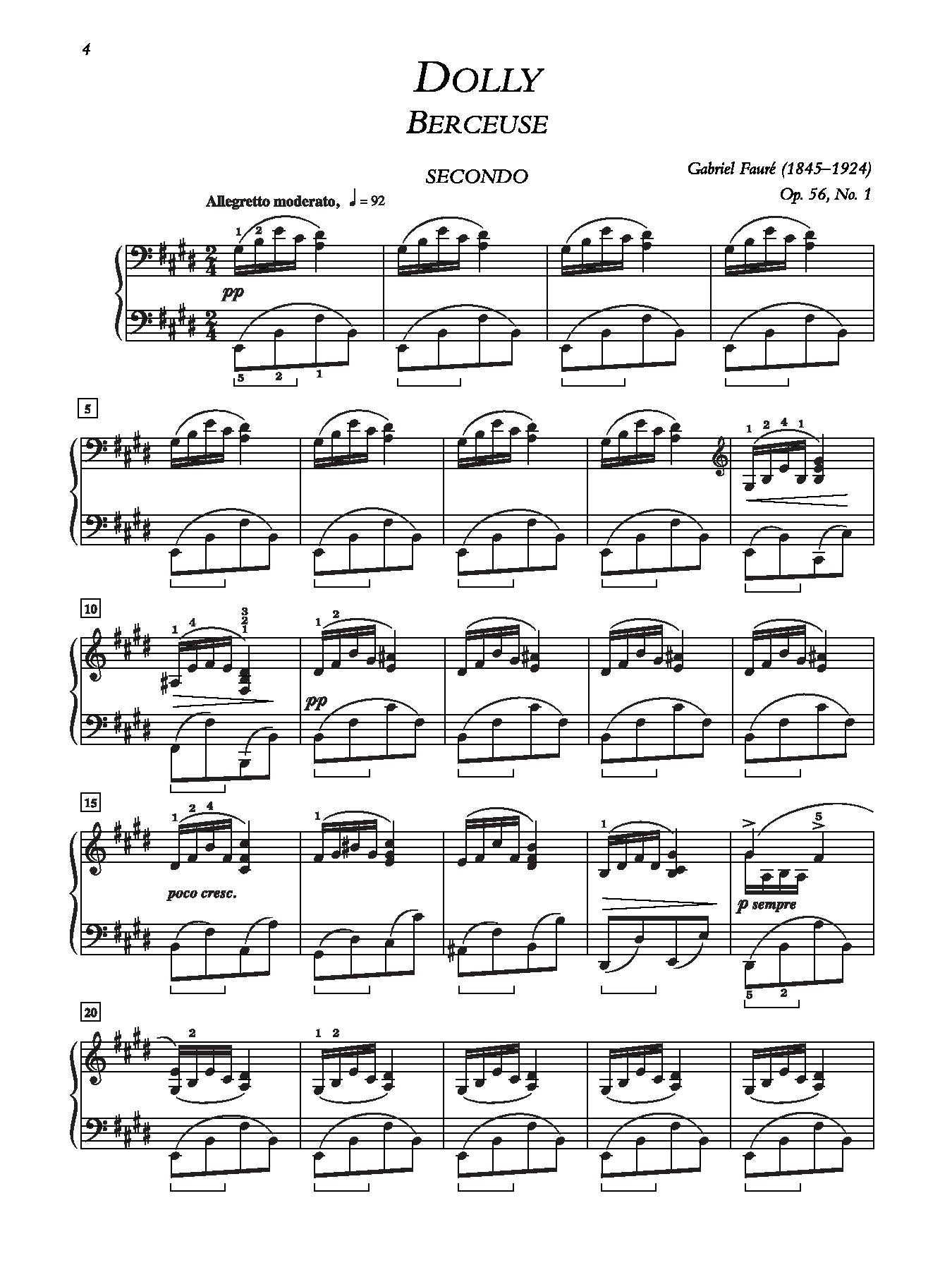 Fauré: Dolly Suite, Opus 56 for Piano Duet