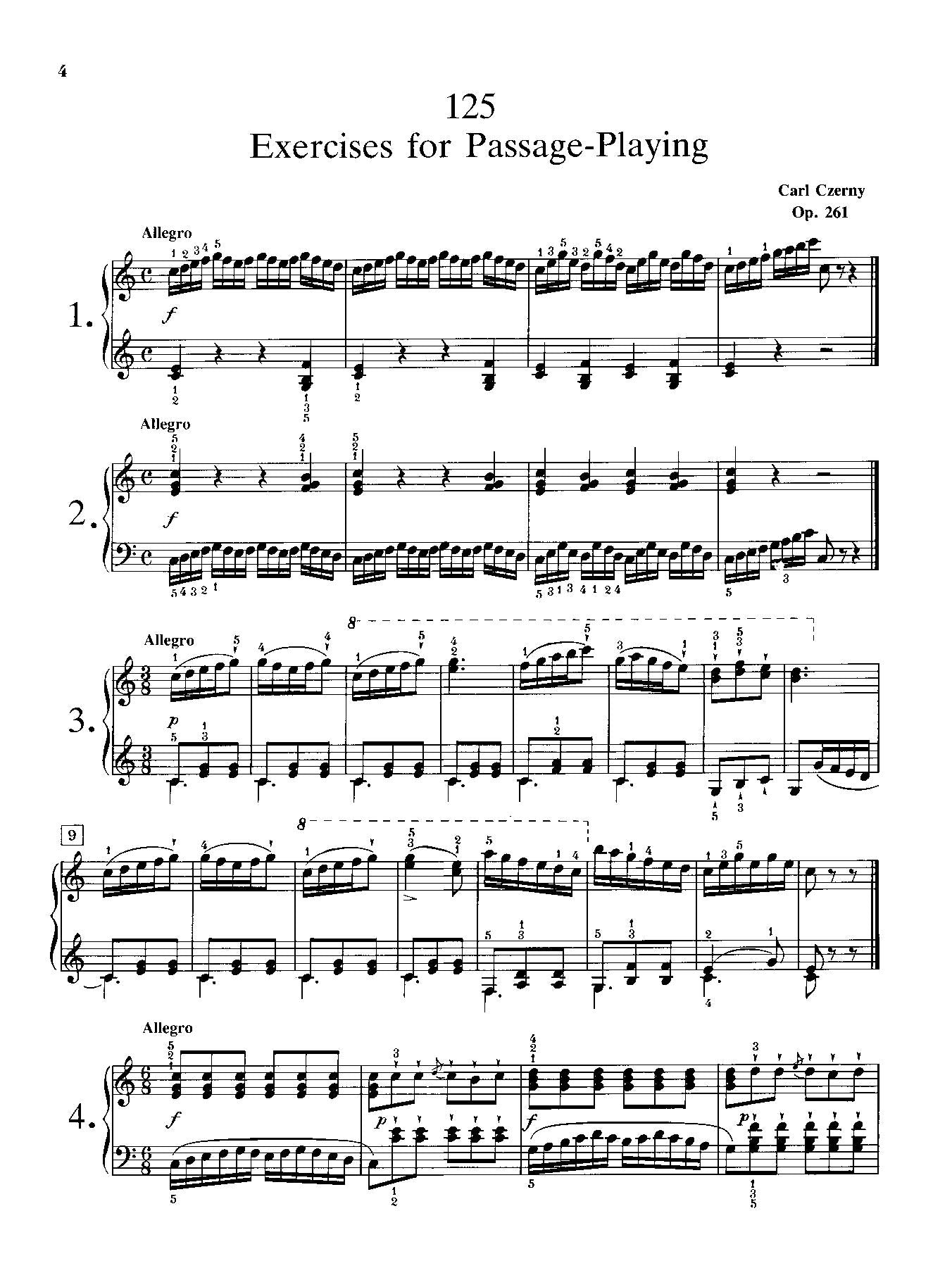 Czerny: 125 Exercises for Passage Playing, Opus 261