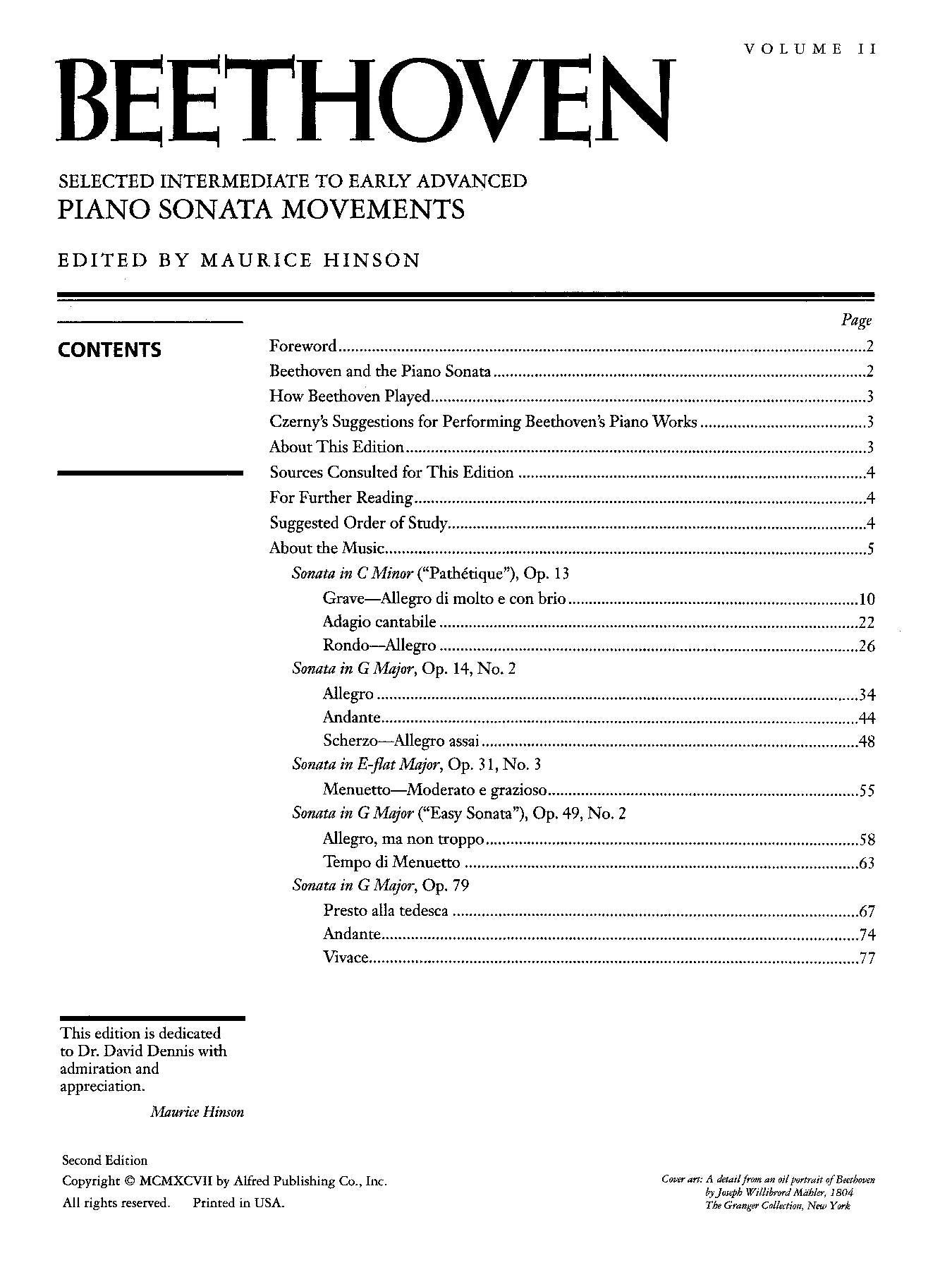 Beethoven: Selected Intermediate to Early Advanced Piano Sonata Movements, Volume 2