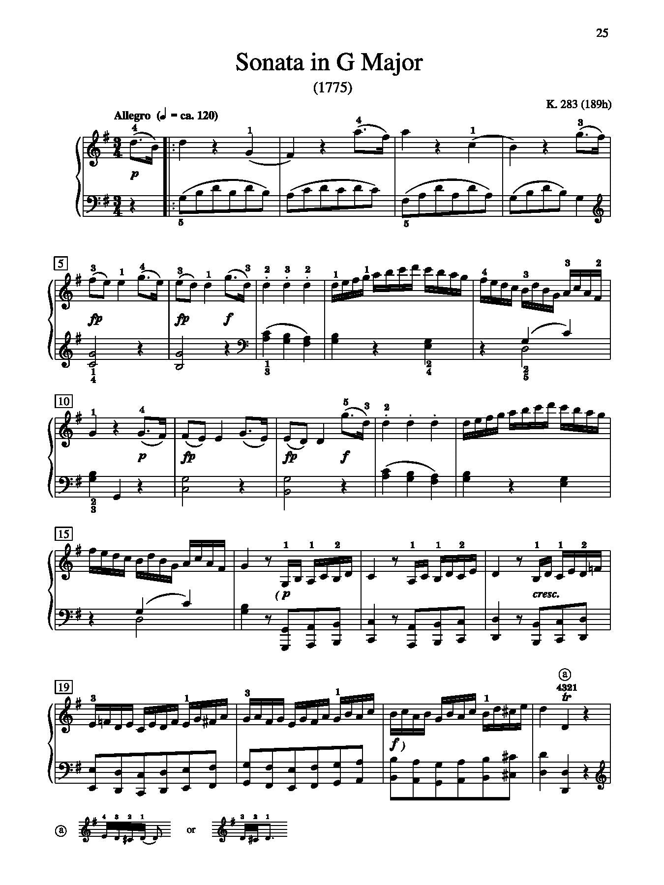 Mozart: Selected Intermediate to Early Advanced Piano Sonata Movements