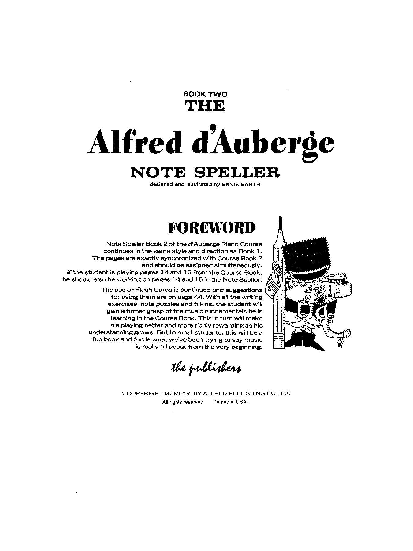 Alfred d'Auberge Piano Course: Note Speller Book 2