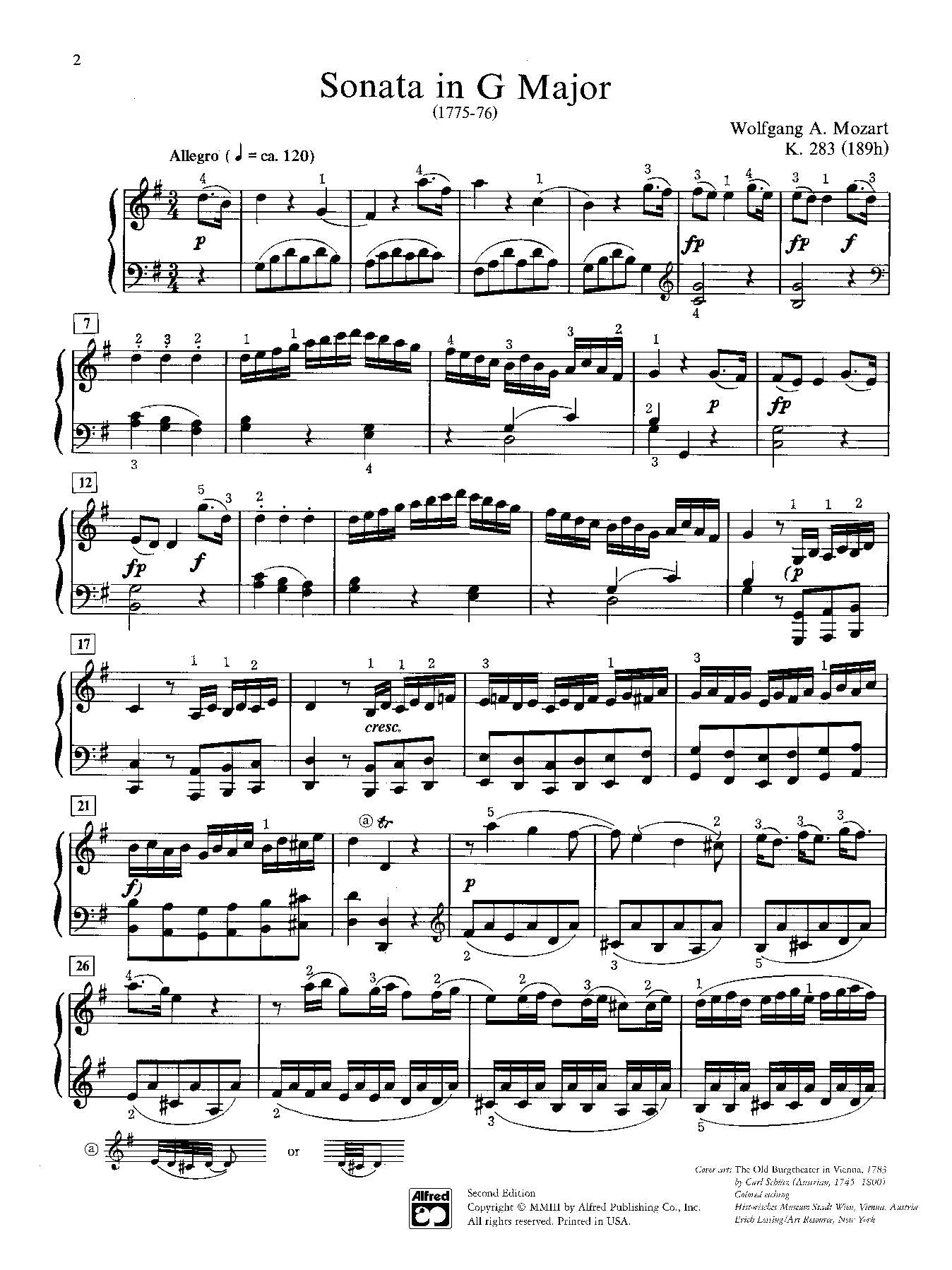 Mozart: Sonata in G Major, K. 283