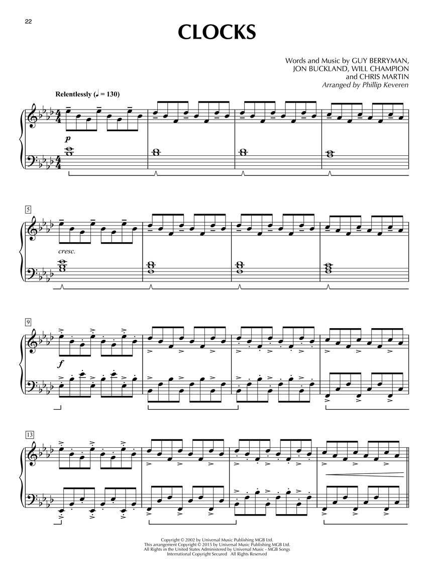 Coldplay for Classical Piano arr. Phillip Keveren