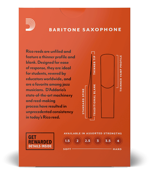 Rico Baritone Saxophone Reeds, 10-Pack