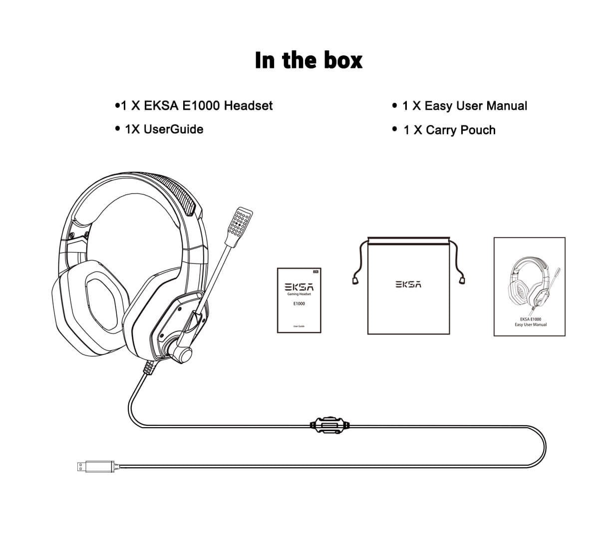 EKSA E1000 USB Plug to Play 7.1 Surround Sound Gaming Headset