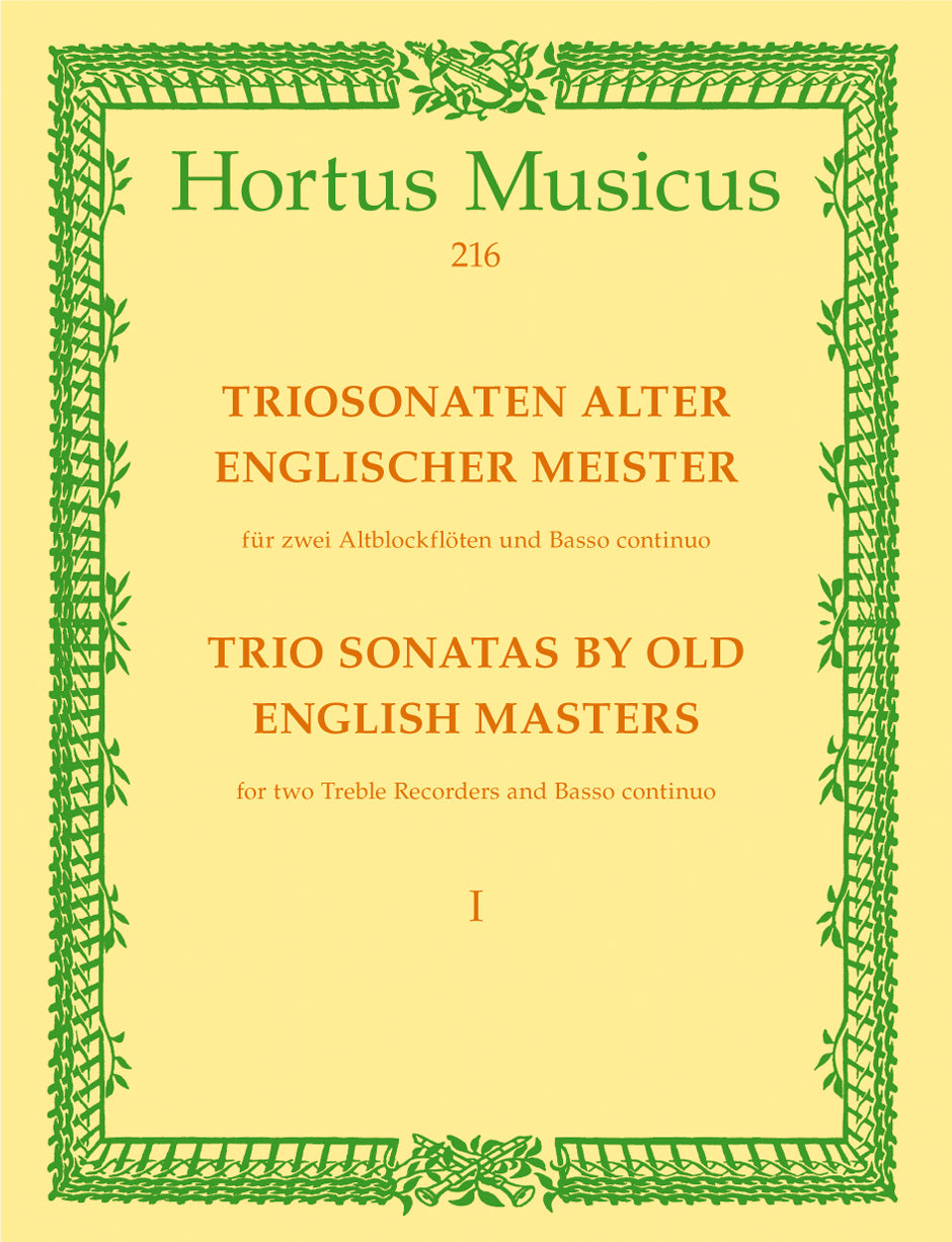 Trio Sonatas by the Old English Masters -Vol  1, for Two Treble Recorders & Basso Continuo