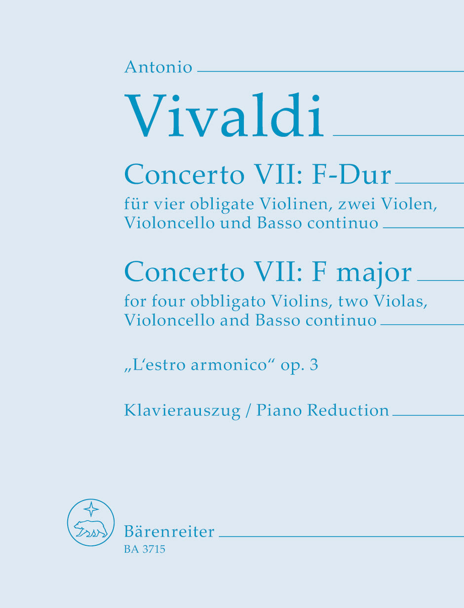 Vivaldi: Concerto VII in F Major from "L'Estro armonico" Op. 3 for Piano Solo