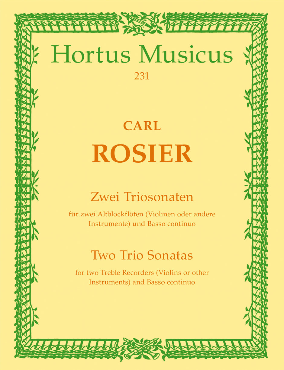 Rosier: 2 Trio Sonatas for 2 Alto Recorder & Basso Continuo